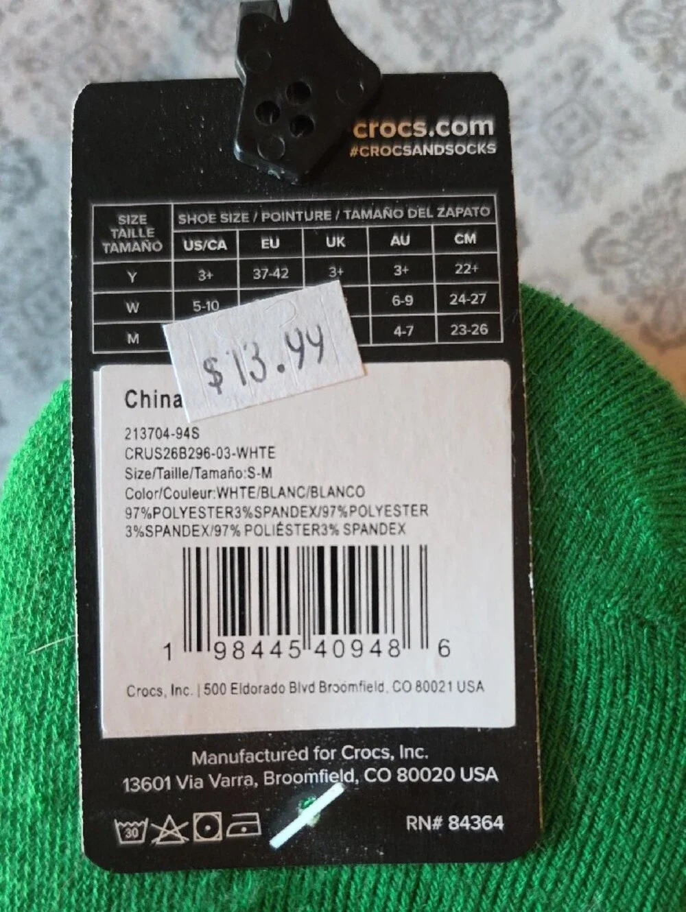 CROCS 3-Pack No-Show Socks